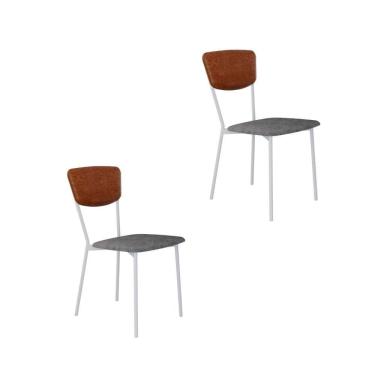 Imagem de Cadeira Vintage Retrô Fixa C-4 Pés 425 X 505 X 830 Mm C-2 Un. Pés Brancos. Cy.nev.pta-cn.cml Névoa Pta-cn.caramelo