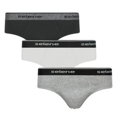 Imagem de Cueca Masculina Slip Selene Kit com 3 Unidades Algodão 11900, EG, Pret