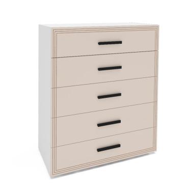 Imagem de Cômoda Valência 5 Gavetas Creme e Branca