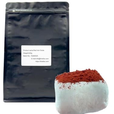 Imagem de LimeFav Pigmento de óxido de ferro vermelho em pó - pigmentos para pintura artística e decorativa, concreto, argila, cimento, arte, decoração, pintura, alvenaria e produtos de pintura (500 g)
