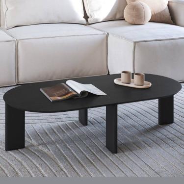 Imagem de Mesa de Centro Orgânica Chanfrada Pé Madeira Complementos Preto