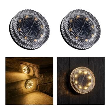 Imagem de OPOIRA Luzes solares de vidro com estilo bolha, design modular, à prova d'água, luzes de cerca ao ar livre, para escadas, quintal, pátio, jardim, parede, caminho, iluminação decorativa de mesa, branco