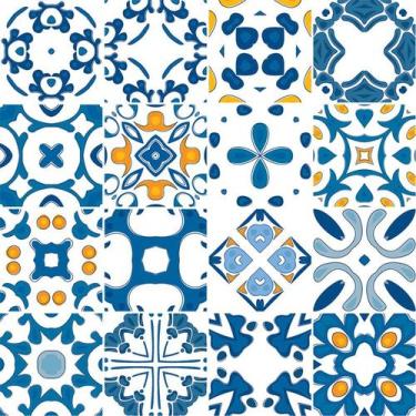 Imagem de Adesivo de Azulejo - Ladrilho Hidráulico - 20cm x 20cm - 16un - 373Azg