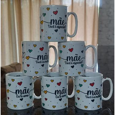 Imagem de Jogo 15 canecas 300ml Frases Mãe - Kit Porcelana - Decoração Caneca Completa Corações