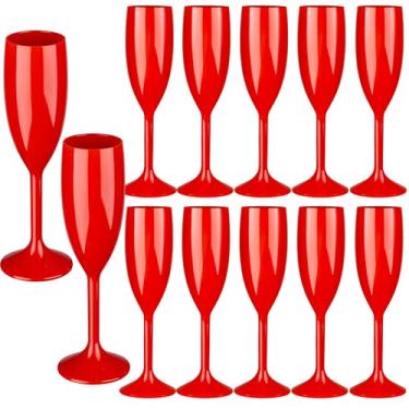Imagem de Rkyhwowby Taça de acrílico para flauta de champanhe, reutilizável, inquebrável, taças de champanhe para despedida de solteira, casamento, chá de noiva (12, vermelho)