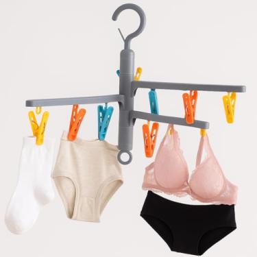 Imagem de Varal Dobrável com Pregadores Coloridos, 4 Níveis, para Roupas Íntimas, Cinza