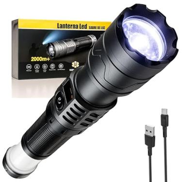Imagem de Lanterna Led Recarregável 100000 Lumens Zoom Foco Ajustável Bastão Luz Ambiente USB Tipo C Imã Forte Resistente à Água IPX6