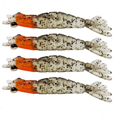 Imagem de kit 4 Iscas Camarão Artificial 8cm - Pesca Robalo Tucunare Corvina  - 