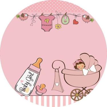 Imagem de Painel de Lona Redondo Chá de Bebe Baby Girl - Fabrika De Festa, 130x1