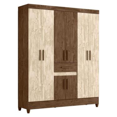 Imagem de Guarda Roupa Casal 6 Portas 165 Cm Portugal Moval Castanho Wood Avela Wood