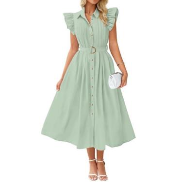 Imagem de Vestido midi ZESICA 2025 Summer Boho com botão e decote em V com bolso