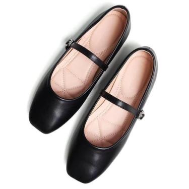 Imagem de Sapatos femininos TN TANGNEST Mary Jane Ballet Flats pretos 38 (6.5)