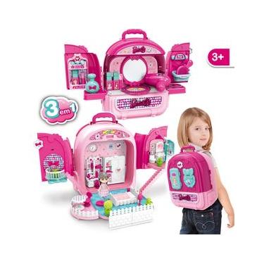 Imagem de Bolsa Mochila De Maquiagem Infantil E Casinha Beauty Station Salão De Beleza Replay Kids Maleta Maquiagem Infantil E Casinha BeautyStation ReplayKids