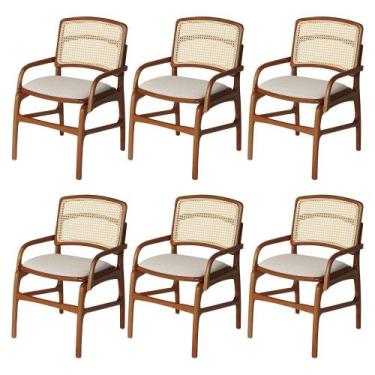 Imagem de Jogo 6 Cadeiras de Jantar Florença Estrutura em Madeira Jequitibá Terr