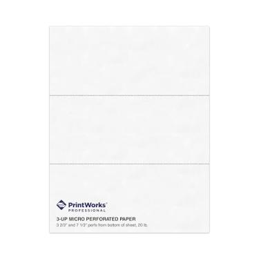 Imagem de Papel profissional PrintWorks, 8,5 x 28,5 cm, 9 kg, 2 perfis horizontais 9,3 cm e 18,6 cm, 500 folhas, branco (04120)