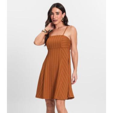 Imagem de Vestido Curto De Alças Decote Quadrado Endless Marrom, G, Marrom