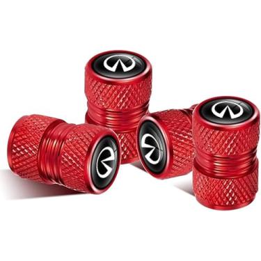 Imagem de 4 peças de tampas de haste de válvula de pneu, tampa de válvula protetora de pneu automotivo de metal, para Infiniti QX50 Q50 Q70 Q70L Q60 QX30 QX60 QX80 todos os modelos tampa de roda, peças de pneu