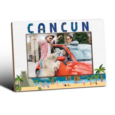 Imagem de Porta-retrato de Cancun, lembranças de Cancun, molduras de mesa para casamento, lua de mel, presentes de férias para casais amigos, suprimentos decorativos de mesa de escritório em casa, exibição de