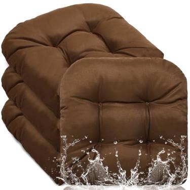 Imagem de Barydat 4 almofadas para cadeira ao ar livre 18,9 x 18,9 polegadas à prova d'água proteção solar móveis de pátio almofada de assento estofado almofada de cadeira com canto redondo para ambientes