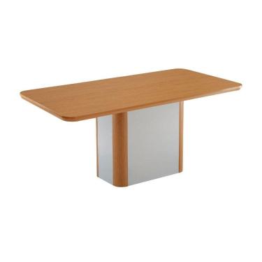 Imagem de Mesa De Jantar Isadora 180cm Tampo Mdf Canto Copo Moderna Naturalle/off White