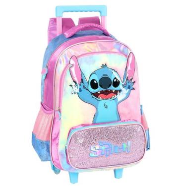Imagem de Mochila Escolar Rodas e Costas Holográfica Luxo Lilo Stitch - Maxlog, 