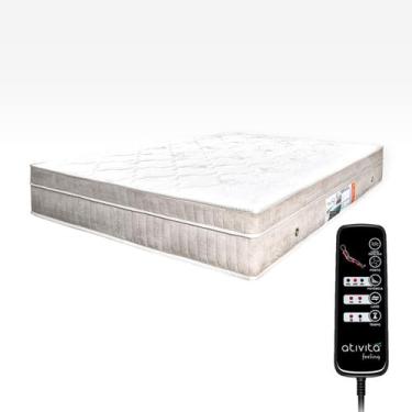 Imagem de Colchão Com Massageador Casal padrão + Base Box ALLMAG, Bege Claro