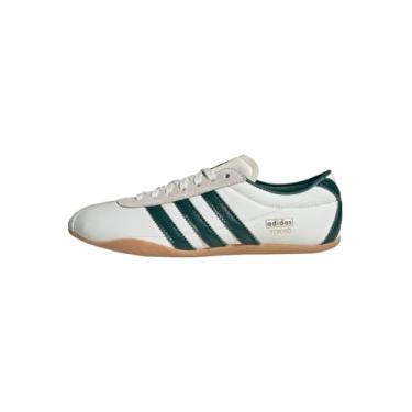 Imagem de adidas Tênis feminino Tokyo W estilo retrô Slim Low Pro Sneak, Branco, verde, 35 BR