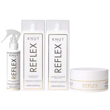 Imagem de Kit Knut Tratamento Reflex Luminosidade e Liso Absoluto Shampoo e Condicionador 250ml e Máscara 200g Spray Protetor Térmico Anti Frizz 4 Itens