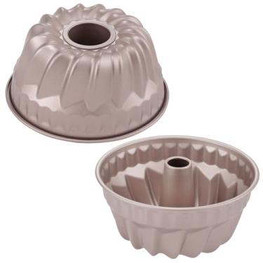 Imagem de Conjunto de formas de bolo Buntz de 17 cm, pacote com 2 formas de tubo antiaderentes, copo de cozimento Kugelhopf, molde de bolo redondo de aço carbono, assadeira padrão espiral para assar no forno