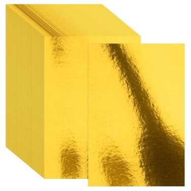 Imagem de Pacote com 30 folhas de papel cartolina metálicas douradas, 20,32 x 30,5 cm, papel cintilante de 250 g/m² para artes e artesanato, decorativos, convites para casamentos e aniversários, materiais para