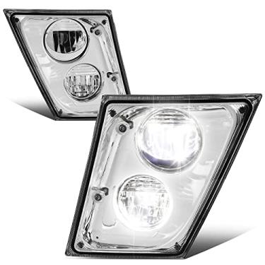 Imagem de DNA MOTORING FL-HAY-006-CH Par de faróis de neblina de conversão de LED completo compatível com caminhões modelo Volvo VN VNL VNM VNX 2003-2017, lente transparente cromada