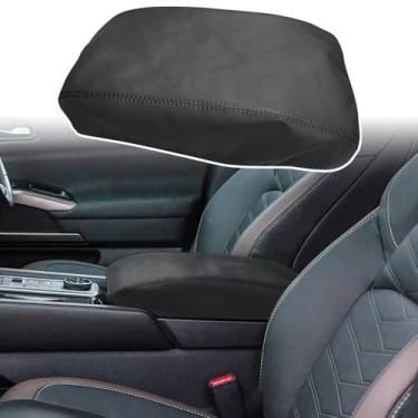 Imagem de ramuel Compatível com console central apoio de braço almofada de couro PU capa de descanso de braço tapete protetor de tampa de console médio para Nissan Pathfinder 2022-2025 Nissan Xterra preto
