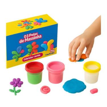 Imagem de 03 Potes de Massinha 05 unidades 75gr Coloridas - Sortido - STICKY TOY