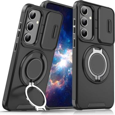 Imagem de Capa para Samsung Galaxy S23 com anel magnético de suporte, capa de proteção completa resistente à prova de choque militar resistente para Samsung S23 5G (preta)