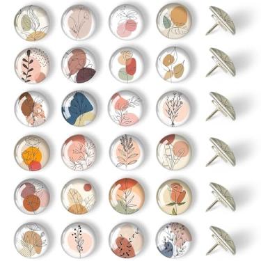 Imagem de 24 pinos decorativos de vidro, lindos pinos de quadro de avisos, tachinhas fofas para quadro de cortiça, escritório ou casa
