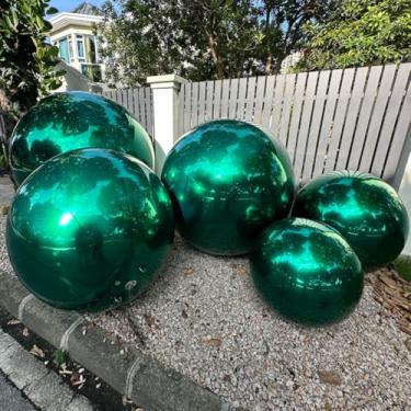Imagem de Bola de espelho inflável grandes bolas brilhantes herméticas para pendurar e ficar em pé, esfera grande selada de PVC para eventos e festas de palco, publicidade, decoração de shows (1 peça verde