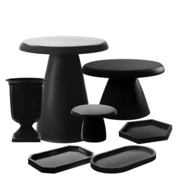 Imagem de Kit Decorativo para Mesa Posta – Boleiras Slim, Vaso Grego, Mini Peças e Bandeja Oval (Preto)