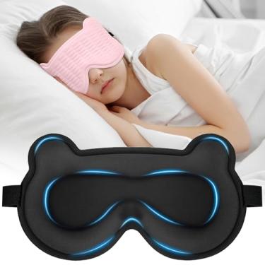 Imagem de Máscara de dormir infantil 3D – linda máscara de urso para dormir, confortável máscara de sono de espuma viscoelástica para crianças, alça ajustável e máscara de dormir leve para meninos e meninas
