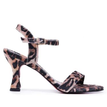 Imagem de Sandália VL Carretel Wild Onça Salto Baixo e Bico Redondo - Vitória Lu