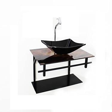 Imagem de GABINETE DE VIDRO PARA BANHEIRO 60CM RETANGULAR AP SLIM MADEIRA RÚSTICA