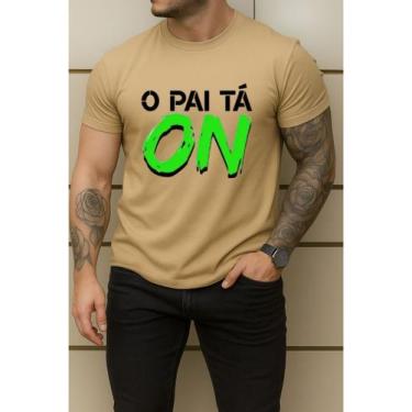 Imagem de Camiseta Estampada O Pai Tá On Frases Algodão Premium - Versitz, Bege,
