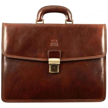 Imagem de Bolsa Maleta de Couro Masculina para Laptop, TIME RESISTANCE, Marrom Claro