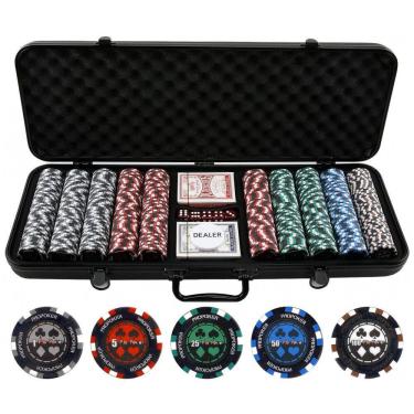 Imagem de Maleta de Poker com 500 Fichas de Argila Numeradas para Texas Holdem 13g, Versa Games, Preta