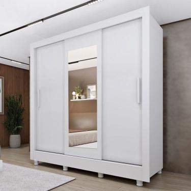 Imagem de Guarda-Roupa Casal Vitória 3 Portas 4 Gavetas com Espelho Neve - Tcil Móveis