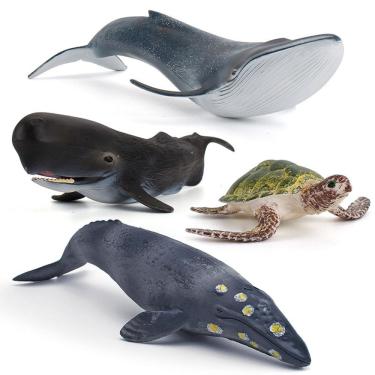 Imagem de Conjunto de estatuetas de animais oceânicos, 4 peças de brinquedo infantil de PVC realista