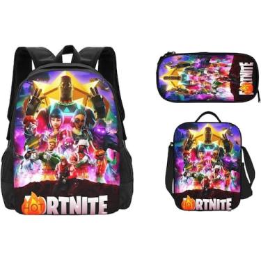 Imagem de Conjunto de mochilas Game de 3 peças para escola com lancheira e lápis