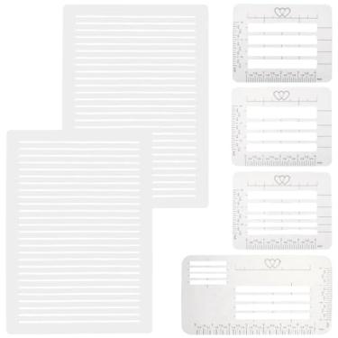 Imagem de CRASPIRE 6 peças de modelos de estêncil de linha reta para agendamento, envelope, endereçamento, letras, guia translúcido, PP, reto, caligrafia, régua, espaçamento em escala para cartão, papel, diário
