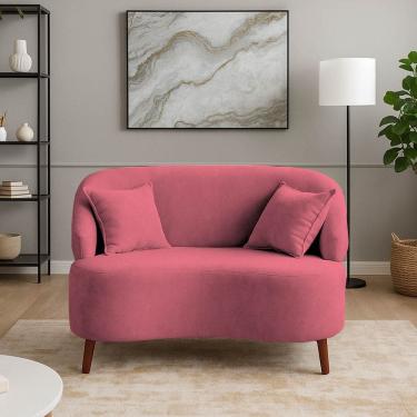 Imagem de Sofá Orgânico Curvo 2 Lugares Feijão Suede Rosa