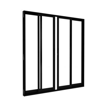 Imagem de Porta de Alumínio de Correr 2 Folhas Móveis e 2 Folhas Fixas 215x200cm Lucasa Ideale Preto