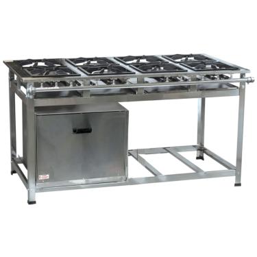 Imagem de Fogão Industrial 8 Bocas QD P8 em Aço Inox com Forno Leona